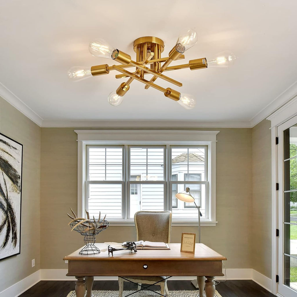 Gold Sputnik Chandelier – Semi Flush Mount Ceiling Light