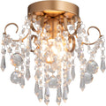 Mini Gold Crystal Chandelier – Flush Mount Ceiling Light
