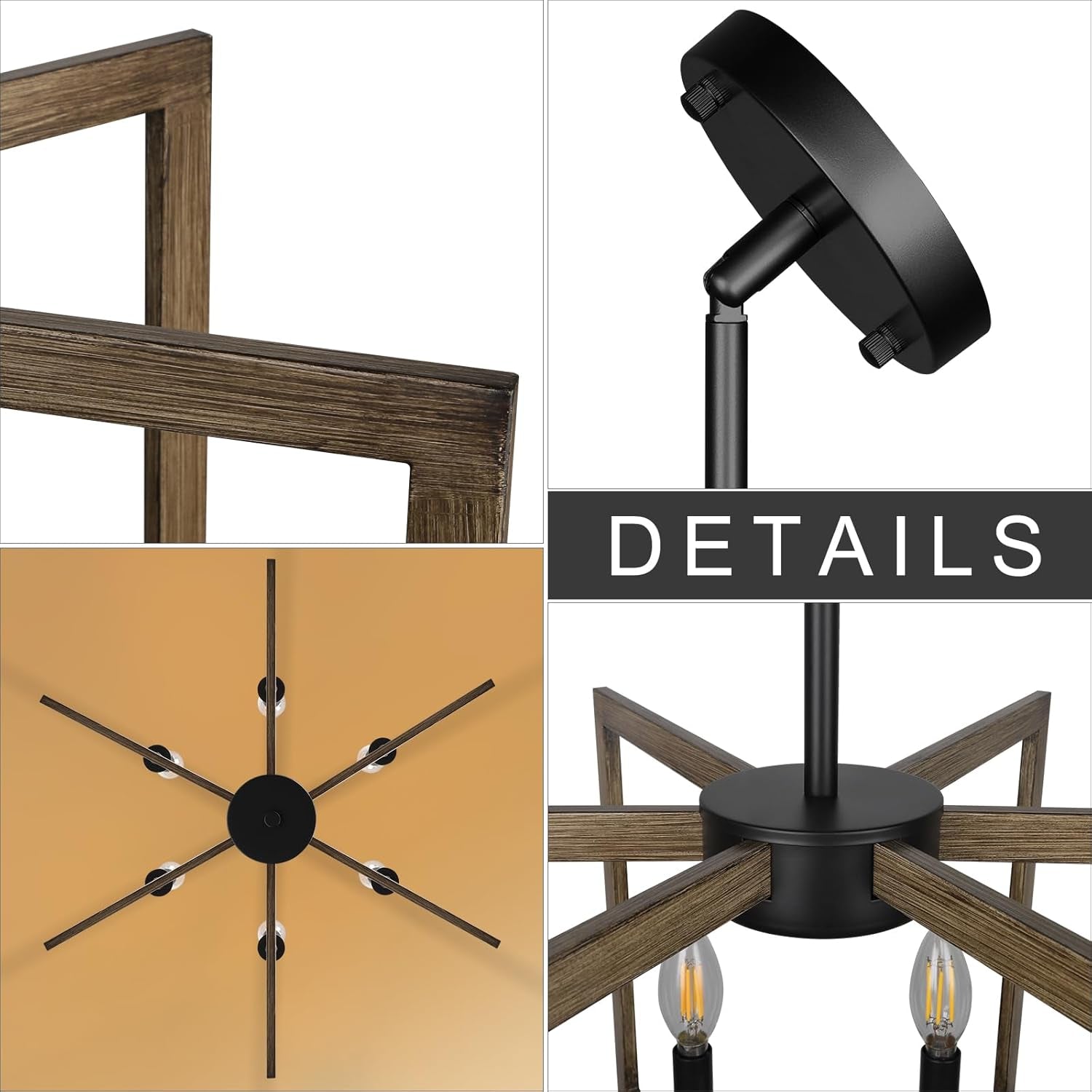 Black Farmhouse Chandelier – 6-Light Modern Dining Room Fixture