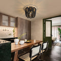 Black Beaded Boho Chandelier – Handmade 3-Light Statement Fixture
