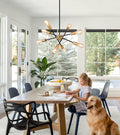 Modern Black & Gold Sputnik Chandelier – 8-Light Dining Room Fixture