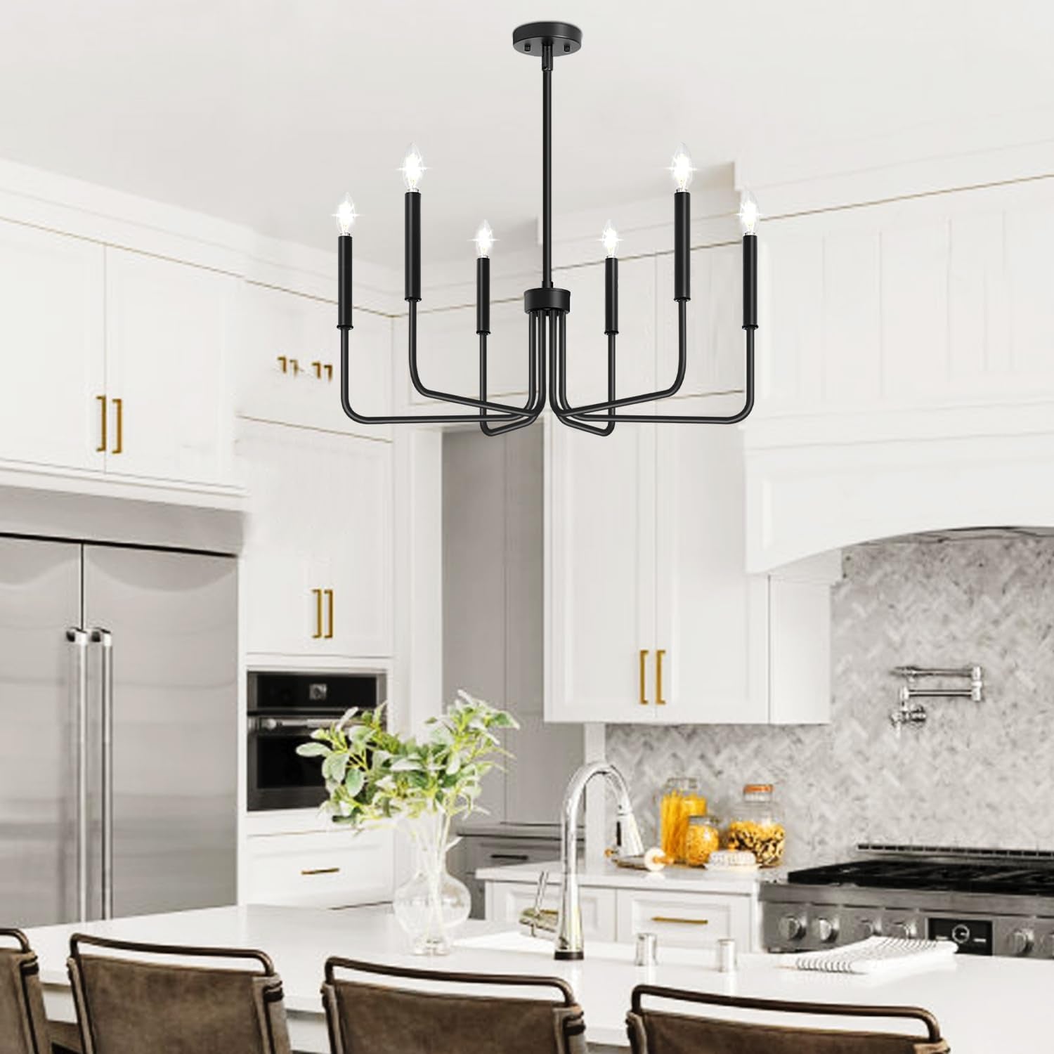 Black Farmhouse Chandelier – 6-Light Dining Room Statement Fixture