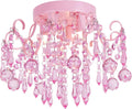 Pink Crystal Mini Chandelier – 3-Light Semi Flush Mount Ceiling Light