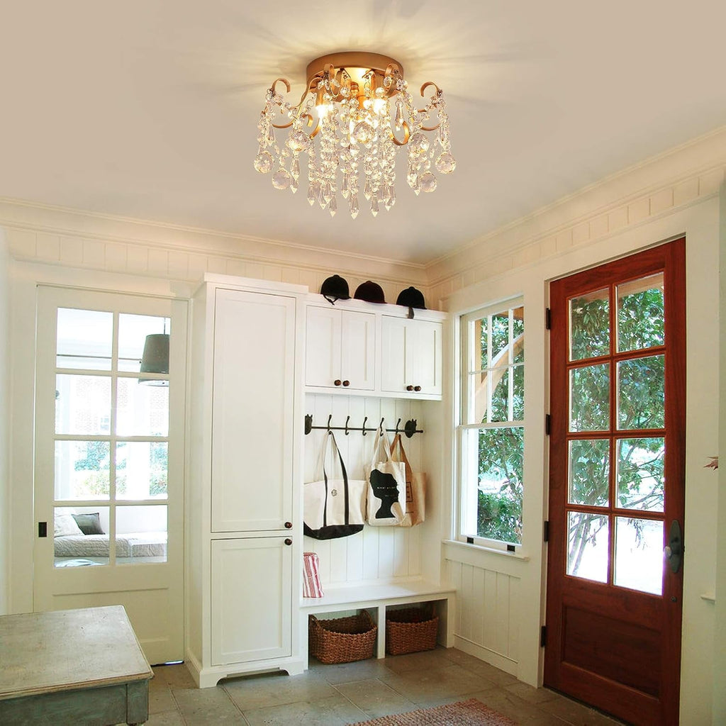 Modern Gold Crystal Chandelier – 3-Light G9 Ceiling Fixture