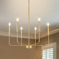 Modern Gold Candle Chandelier – 6-Light Dining Room Statement Fixture