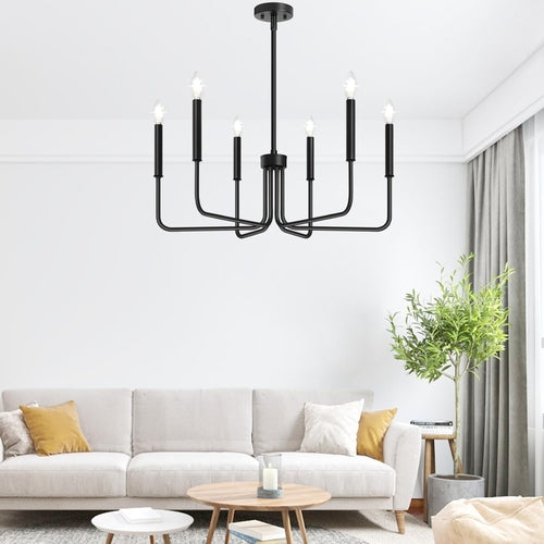 Black Farmhouse Chandelier – 6-Light Dining Room Statement Fixture