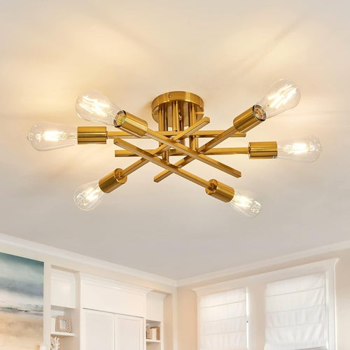 Gold Sputnik Chandelier – Semi Flush Mount Ceiling Light