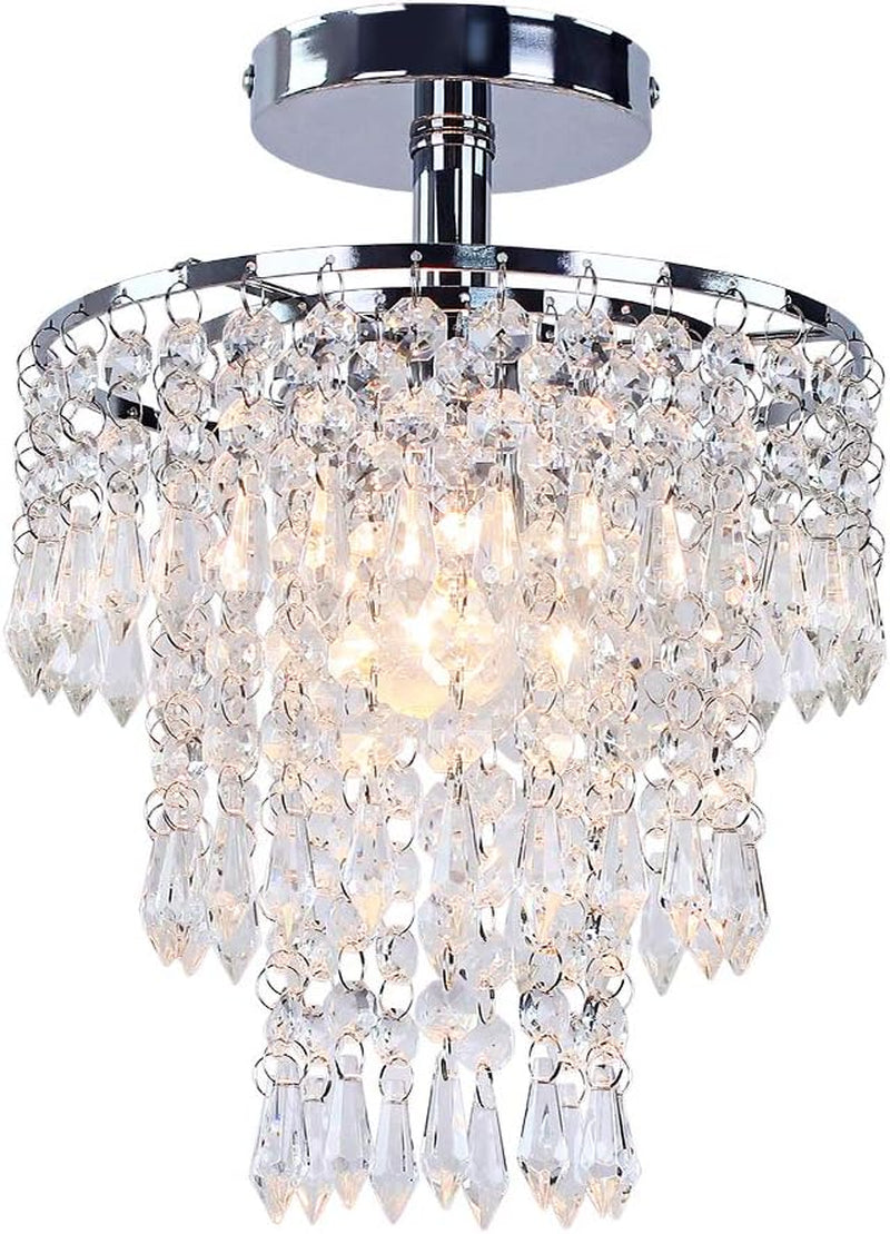 Modern Chrome Crystal Chandelier – 3-Tier Raindrop Ceiling Light