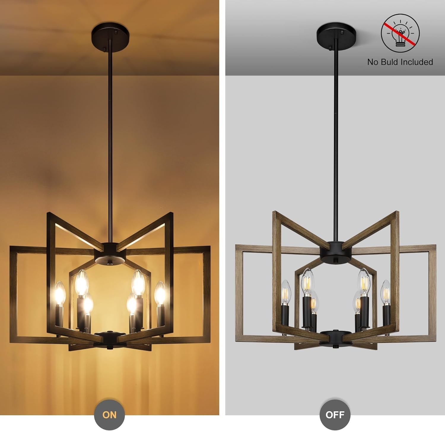 Black Farmhouse Chandelier – 6-Light Modern Dining Room Fixture