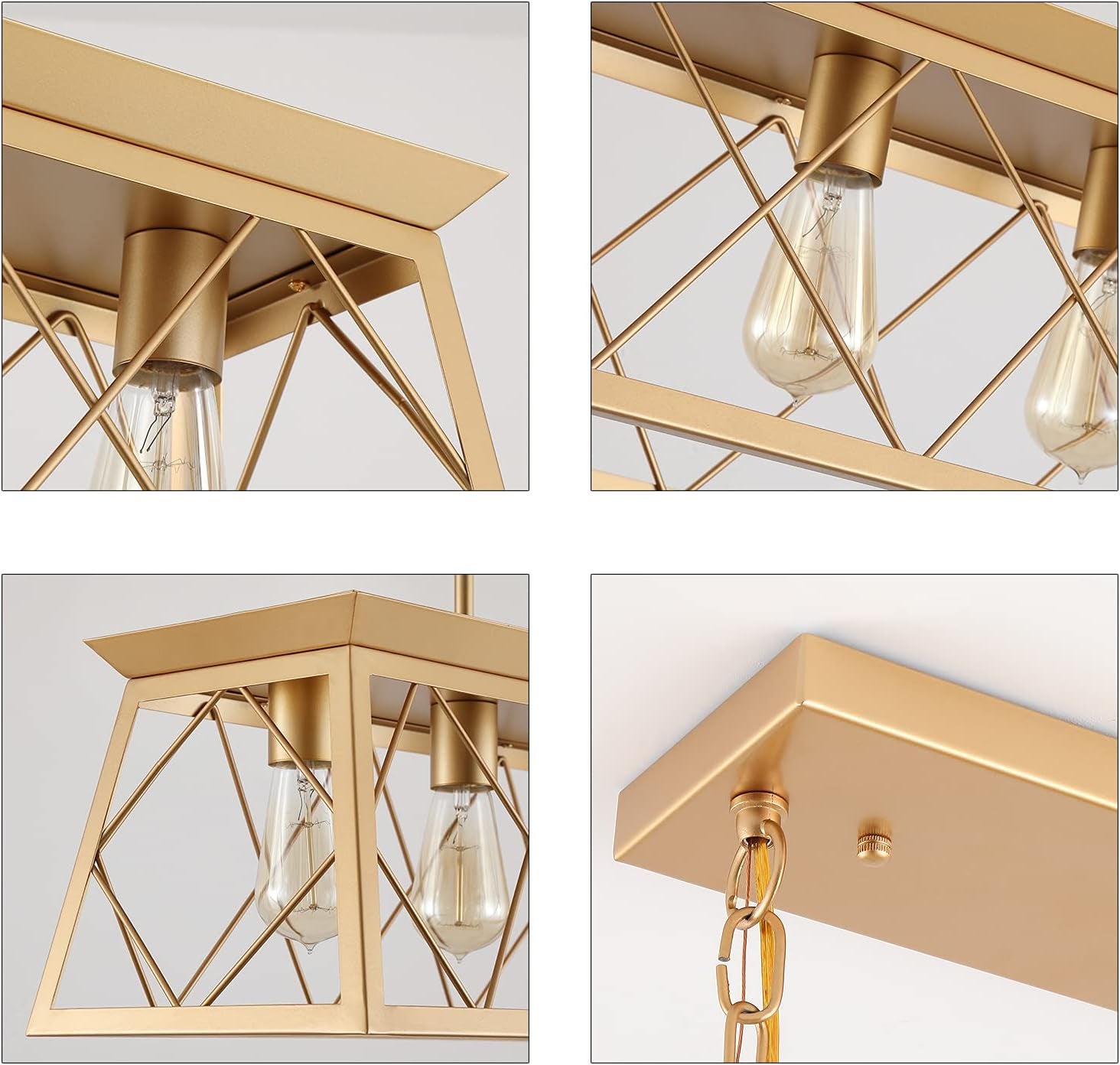 Gold Linear Farmhouse Chandelier – 5-Light Dining Room Ceiling Fixture
