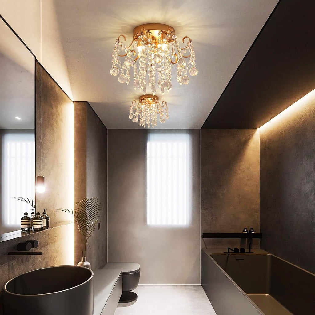 Modern Gold Crystal Chandelier – 3-Light G9 Ceiling Fixture