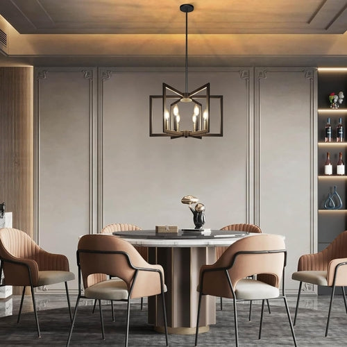 Black Farmhouse Kitchen Island Chandelier – 6-Light Linear Fixture