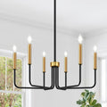 Black & Gold Farmhouse Chandelier – 6-Light Dining Room Fixture