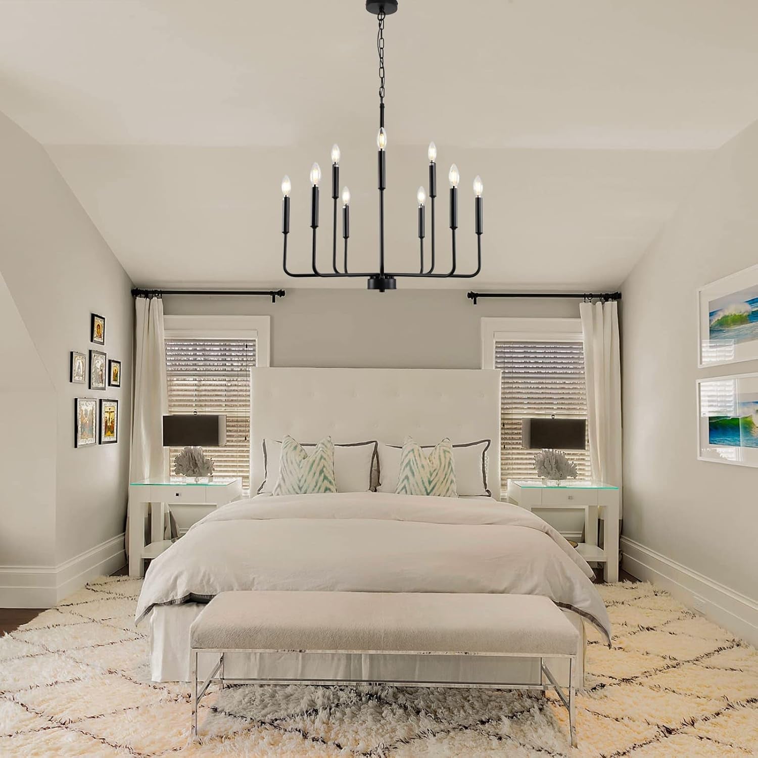 Large Black Farmhouse Chandelier – 9-Light Dining Room Statement Fixture
