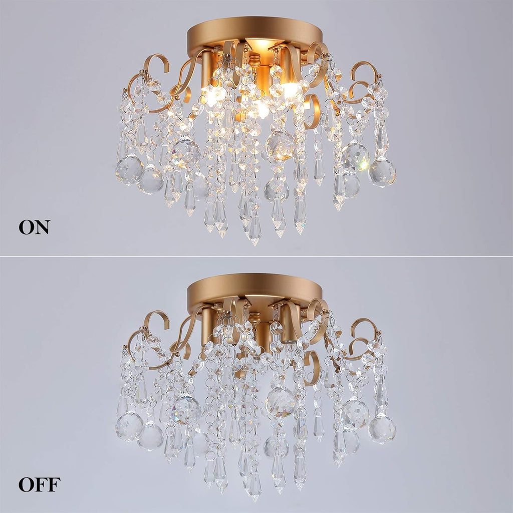 Modern Gold Crystal Chandelier – 3-Light G9 Ceiling Fixture