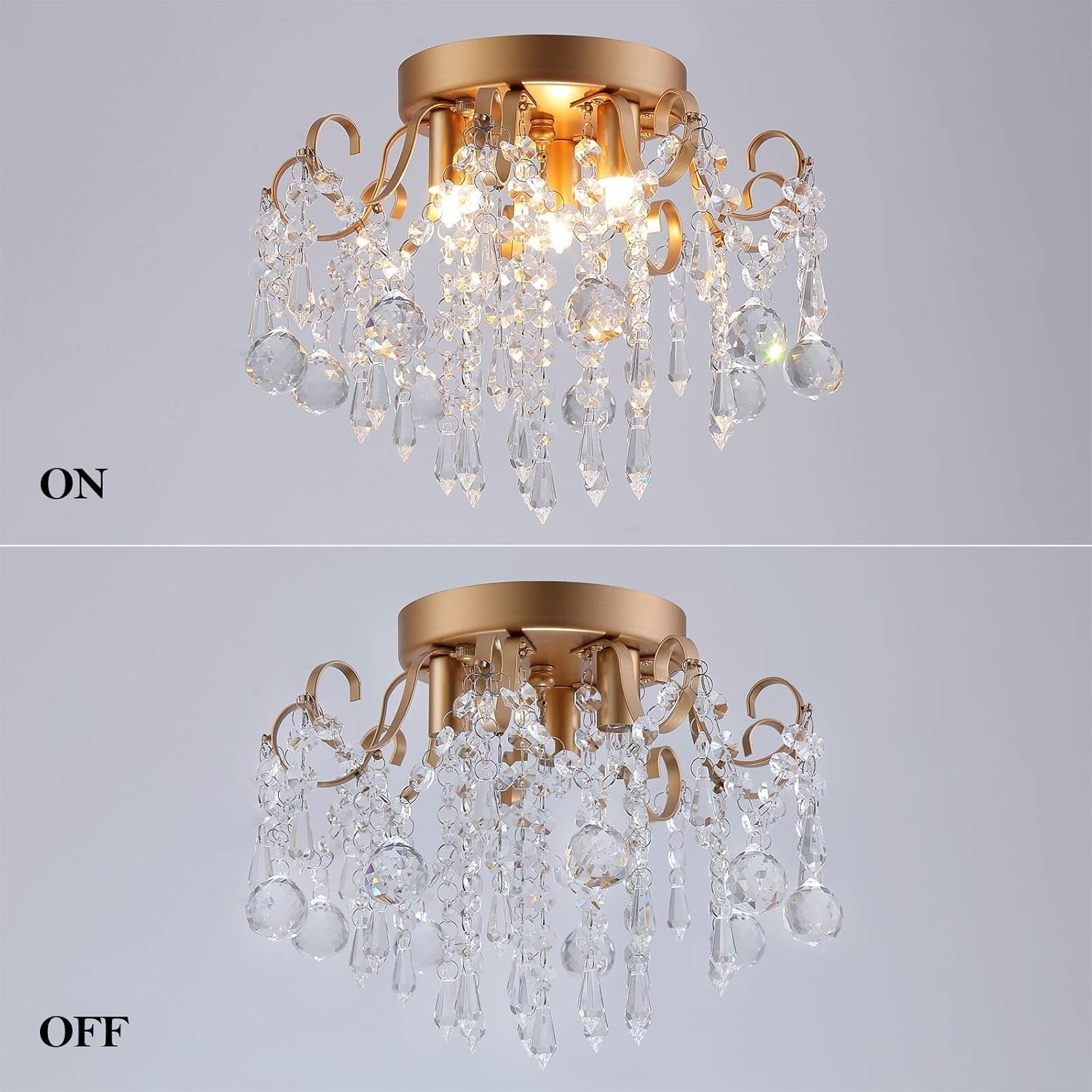 Modern Gold Crystal Chandelier – 3-Light G9 Ceiling Fixture
