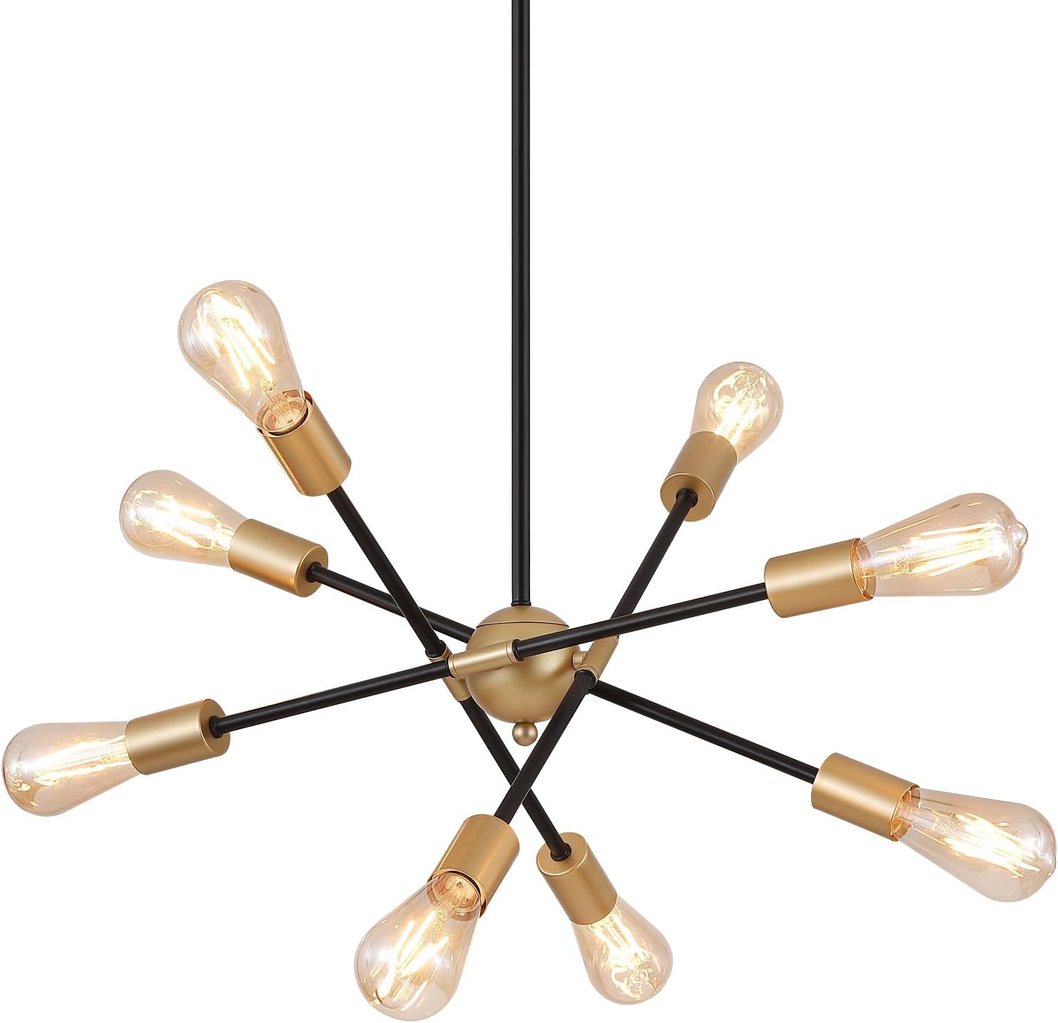 Modern Black & Gold Sputnik Chandelier – 8-Light Dining Room Fixture