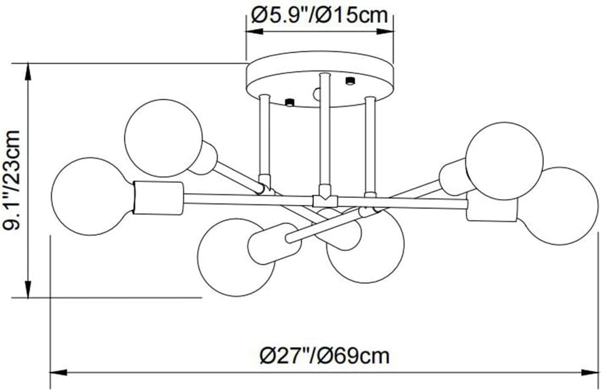 Modern Gold Sputnik Chandelier – 6-Light LED Ceiling Fixture