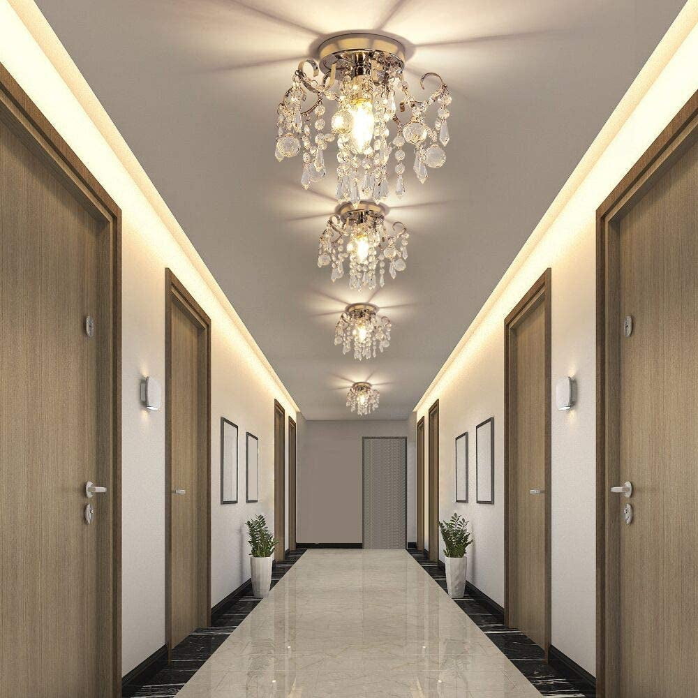 Mini Chrome Crystal Chandelier – Flush Mount Ceiling Light