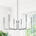 Brushed Nickel Farmhouse Chandelier – 6-Light Dining Room Fixture