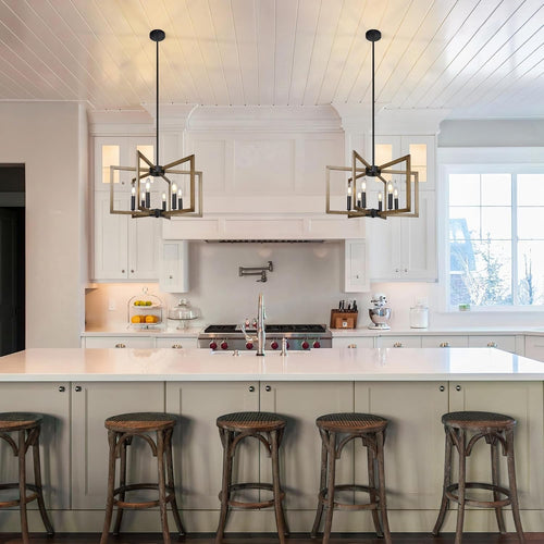 Black Farmhouse Chandelier – 6-Light Modern Dining Room Fixture