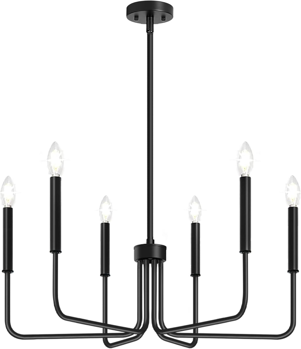Black Farmhouse Chandelier – 6-Light Dining Room Statement Fixture