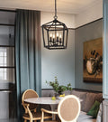 Black Lantern Farmhouse Chandelier – 4-Light Kitchen Ceiling Fixture