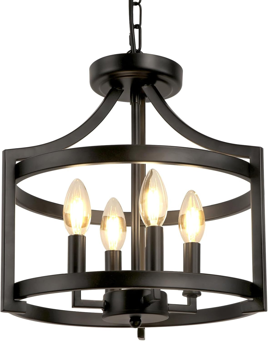 Black Farmhouse Pendant Chandelier – 4-Light Ceiling Fixture