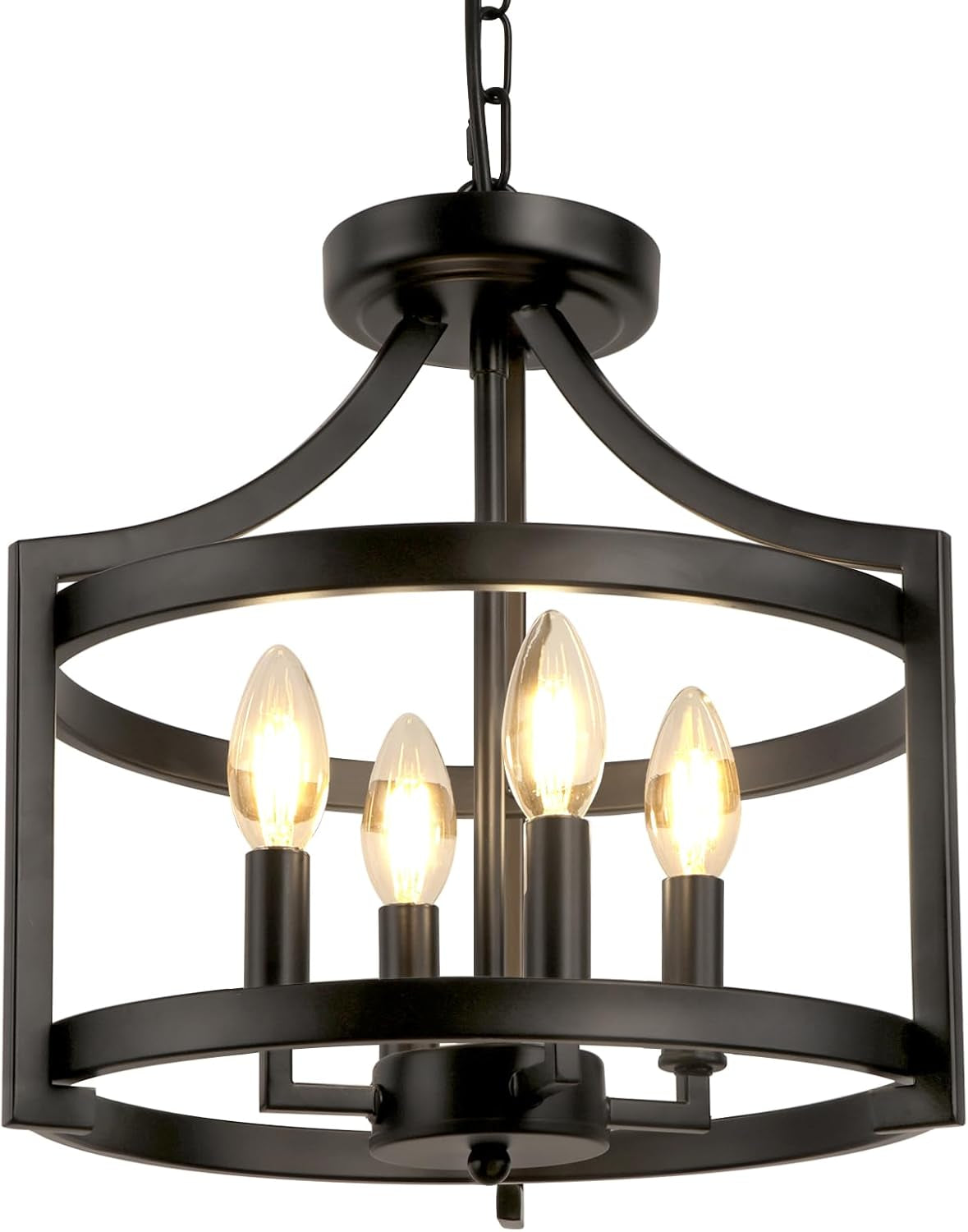 Black Farmhouse Pendant Chandelier – 4-Light Ceiling Fixture