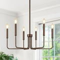 Rustic Black Farmhouse Chandelier – 6-Light Dining Room Fixture