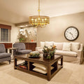 Gold Rattan Boho Chandelier – 5-Light Coastal Pendant Fixture