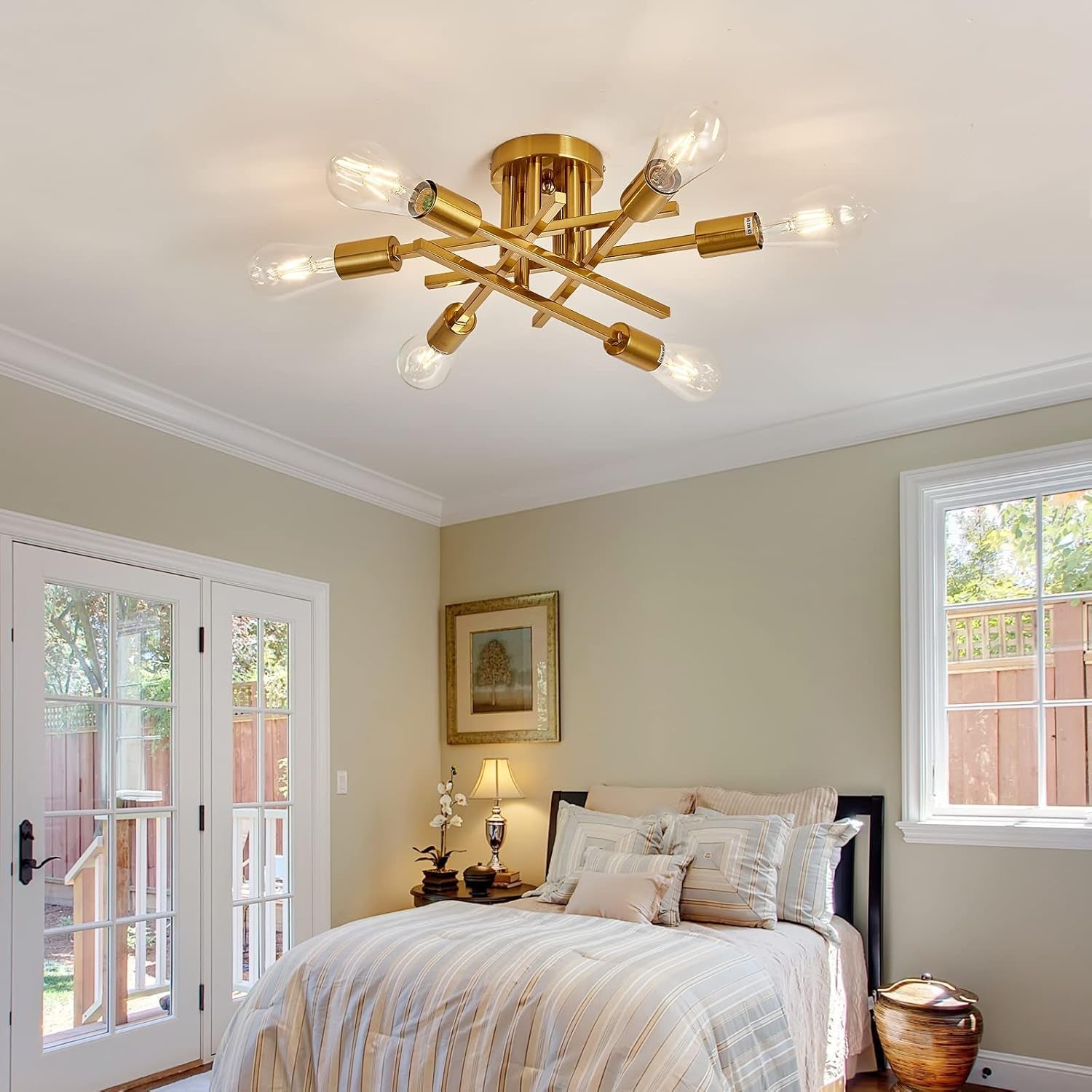 Gold Sputnik Chandelier – Semi Flush Mount Ceiling Light