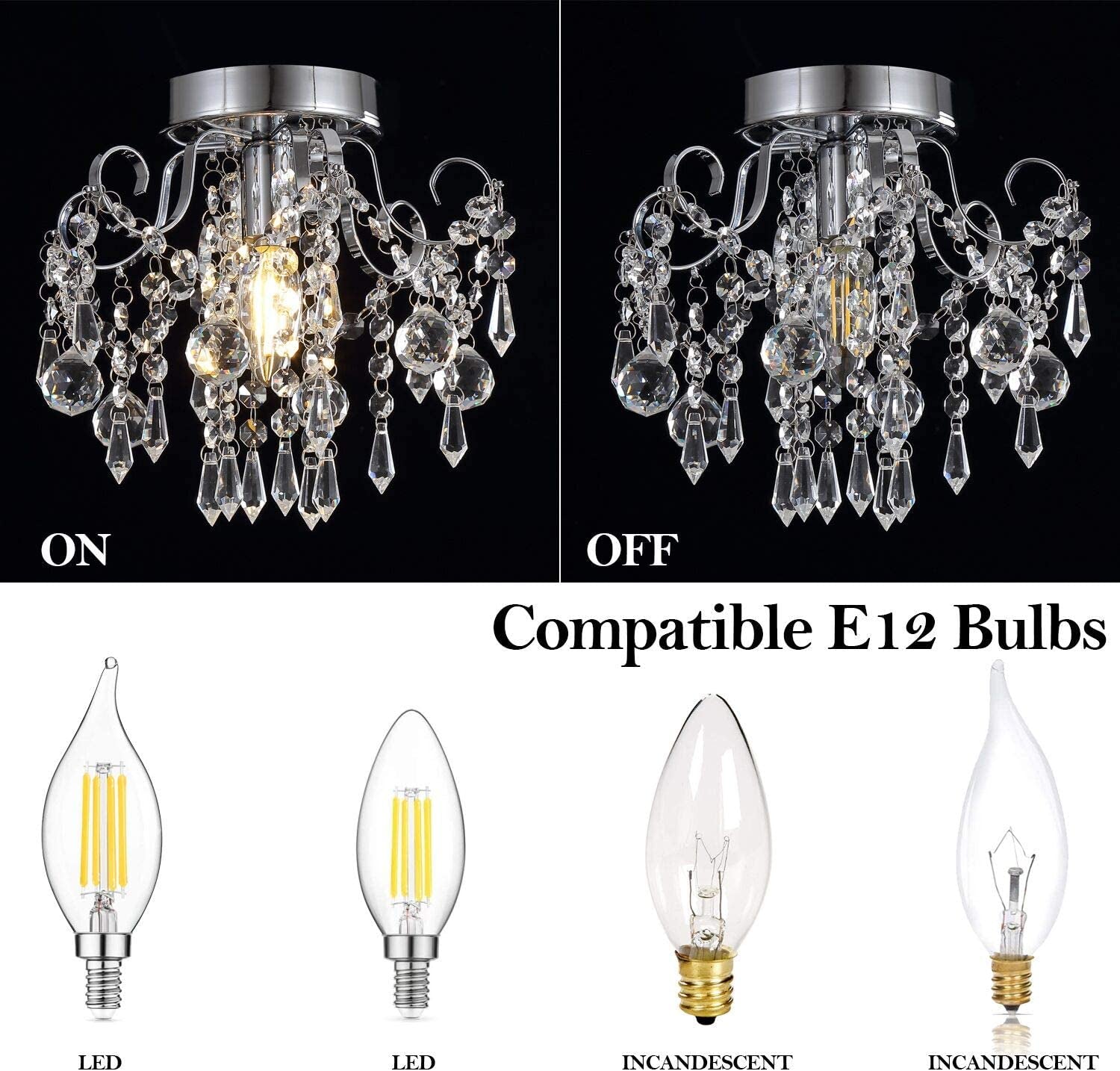 Mini Chrome Crystal Chandelier – Flush Mount Ceiling Light
