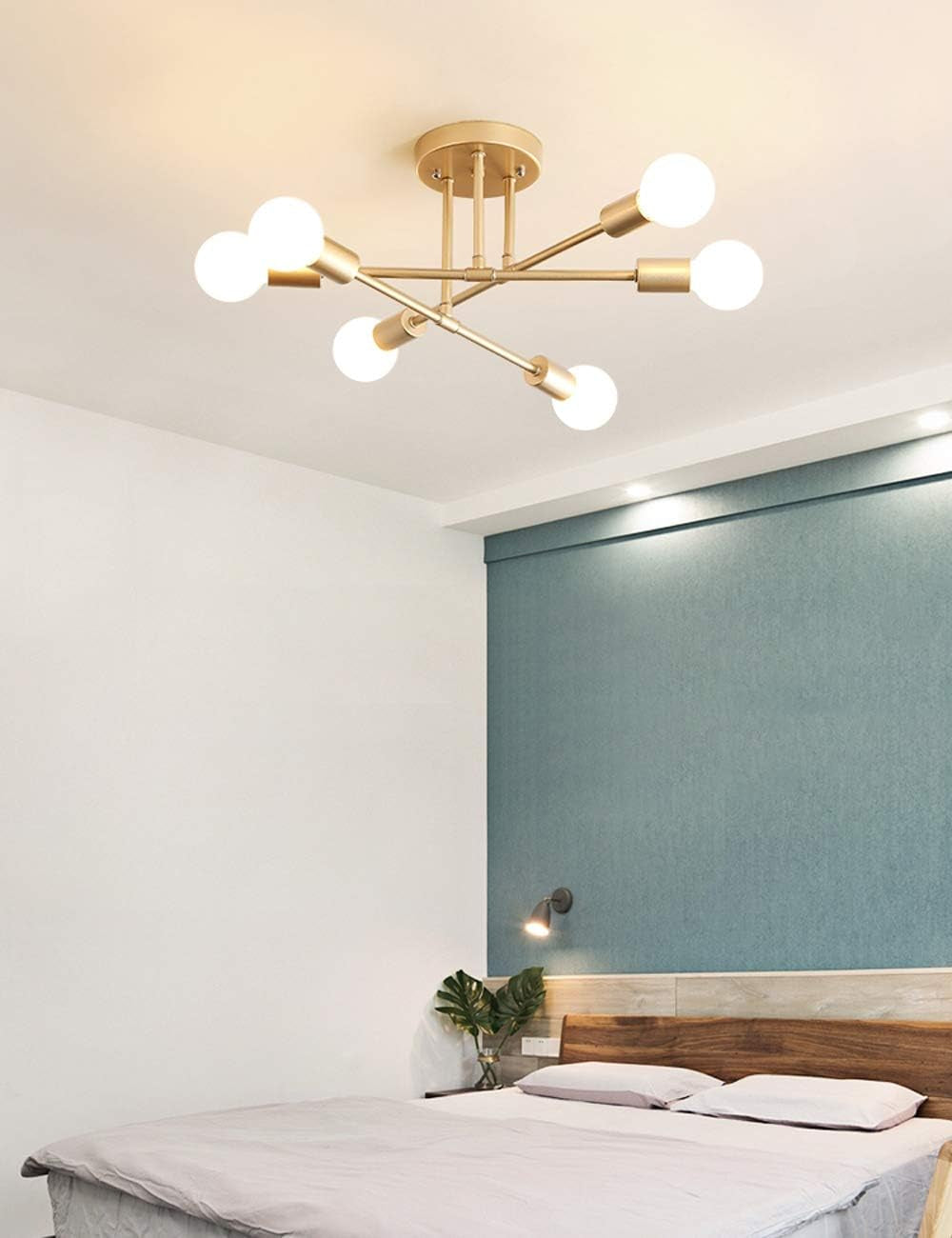 Modern Gold Sputnik Chandelier – 6-Light LED Ceiling Fixture