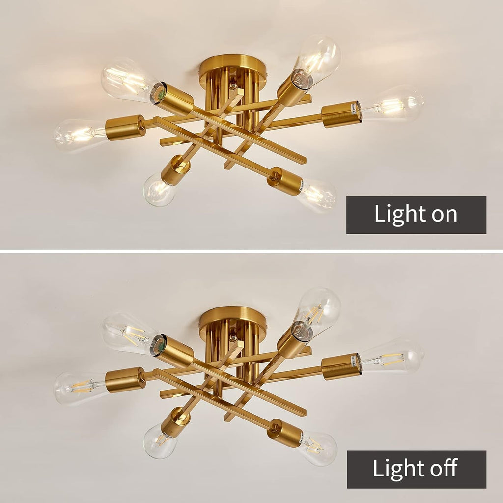Gold Sputnik Chandelier – Semi Flush Mount Ceiling Light